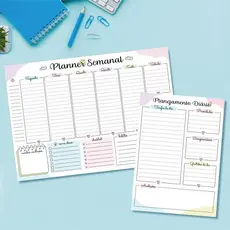 Kit de Bloco destacável planner semanal e planejamento diário