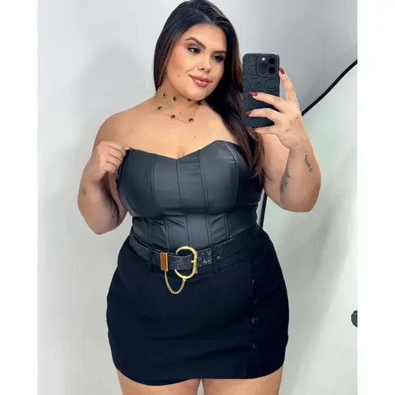 Cropped Corselet Feminino Corino Plus Size