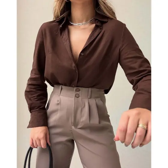 Camisa feminina manga longa social