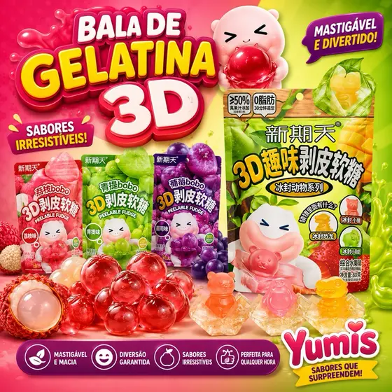 Bala Descascáveis 3D importada e Balas 3D descascavel Hello Kitty e Kuromi