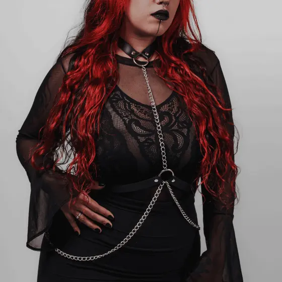 Harness Corrente Longa Gótico Argola Rock Franjinhas na Cintura Promoção