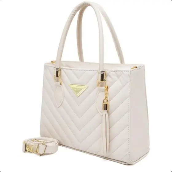 Bolsa Varias Cores Grande Feminina Lorena Vegas Quadrada Alça Bordada Media Leve e Compacta Off