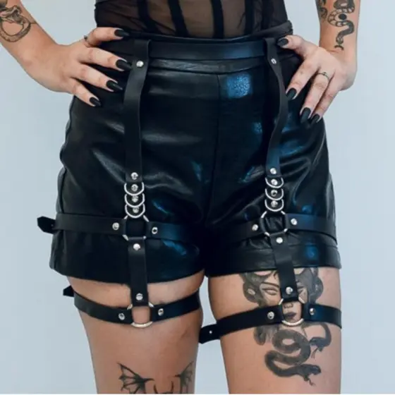 Cinto Harness Arnes Couro Gótico Lolita Cinta Punk Coxa Perna