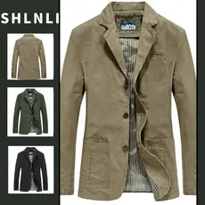 Blazers Casuais Americanos Masculinos Para Outono Inverno Grandes Jaquetas Comerciais De Botão De Cor Sólida