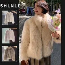 Casaco Feminino Curto De Pele Sintética Com Gola Quente De Inverno