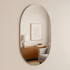 Espelho Oval Decorativo 80x50 cm Vidro Lapidado Sem Moldura para Banheiro Parede