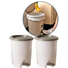 Kit 2 Lixeira Grande de Chão 14L com Pedal Cozinha Banheiro Resistente Colorido Fácil Limpeza