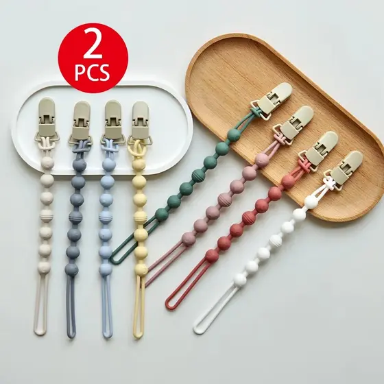 2 Pçs/Lote Clipes De Chupeta Do Bebê Integrado silicone Corrente Mordedor Dentição Brinquedos Manequim Clipe Titular Pre