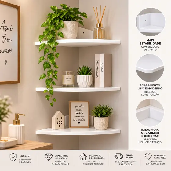 Prateleiras de Canto Em Madeira MDF Decorações