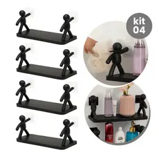 Kit 4 Prateleiras Boneco Multifuncional Casa Banheiro Quarto