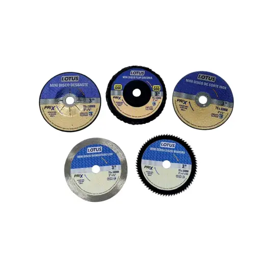 Kit Jogo 5 Mini Disco 3" Polegadas 75mm Corte Desbaste Limpeza Polir