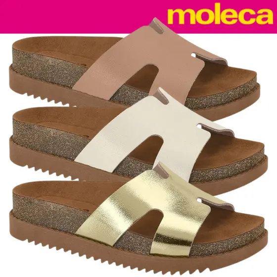 Sandália Feminina Moleca Tamanco Plataforma Camurça Conforto