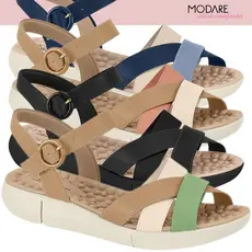 Sandália Feminina Modare Ortopédica Anabela Fivela UltraConforto Fascite Plantar Cores