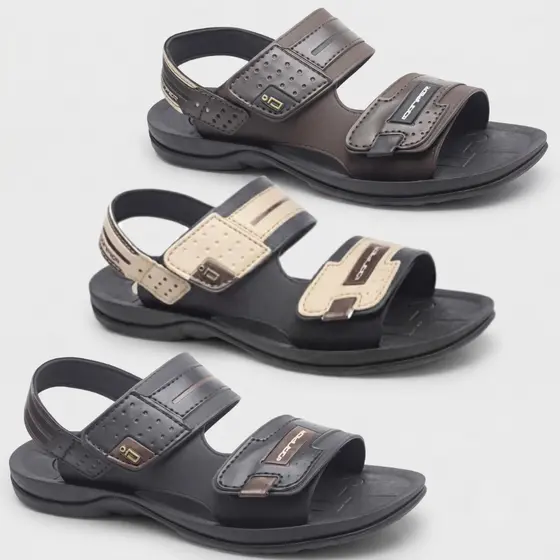 Sandália Masculina Danper Original Confortável Solado Borracha Velcro Motoqueiro Dia a Dia