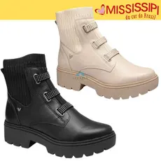 Bota Mississipi Feminina  Coturno Tratorada Salto Bloco Cano Medio Conforto