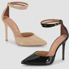 Sapato Scarpin Feminino Vizzano Salto Fino Alto Bico Fino Verniz Moderno Conforto