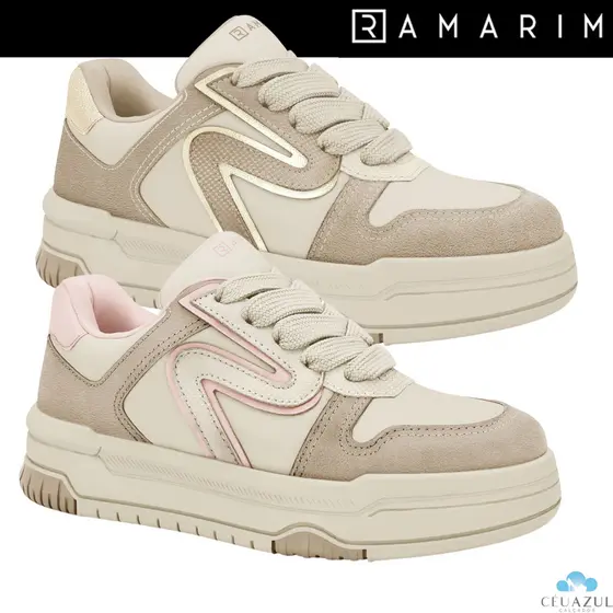 Tênis Casual Feminino Ramarim Chunky  Detalhes Metalizados