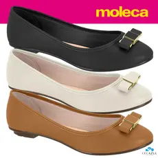 Sapatilha Feminina Moleca Laço Detalhe Dourado Elegante Confortável Estilosa