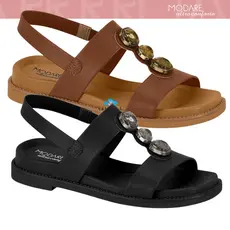 Sandália Rasteira Feminina Modare Ultraconforto Pedrarias Conforto Estilo Chique Boho