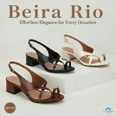 Sandália Feminina Beira Rio Salto Bloco Dedo Dourado Original