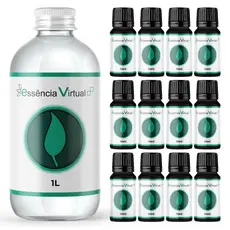 Kit 12 Essências 10ml + Base 1 Litro - Hidrossolúvel | Escolha suas Fragrâncias