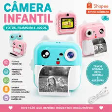Câmera De Impressão Instantânea Para Crianças Vídeo Fotografia Digital Fotográfica Infantil Mini Impressora Térmica