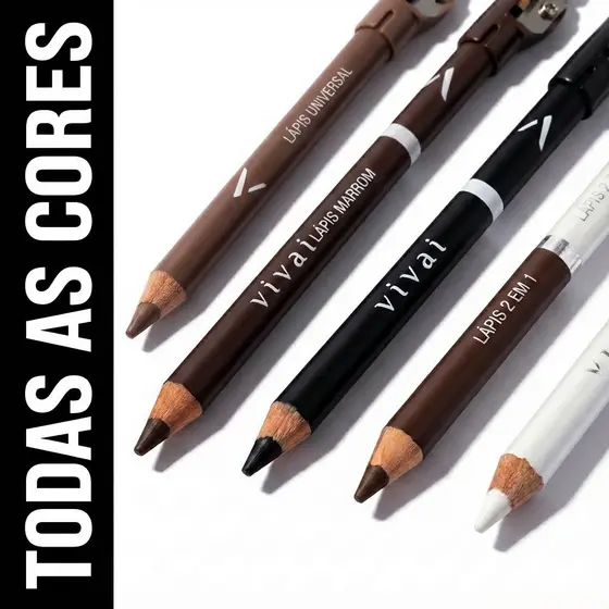 Lápis de Olho Todas as Cores Vivai à Prova d’Água Macio Esfumado com Apontador