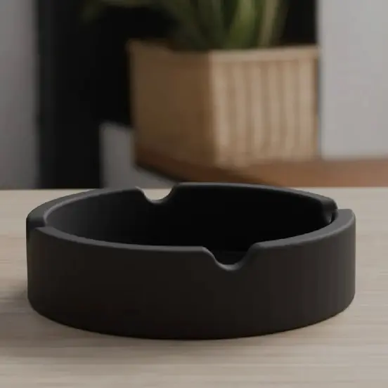 Cinzeiro-Cinzeiro Decorativo Minimalista Preto Fosco para Mesa e Sala-8 cm
