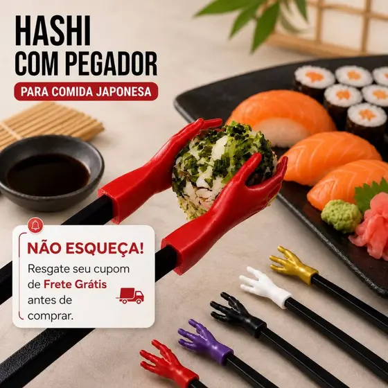 Hashi de Dedo Infantil Auxiliar Pegador de Mãozinha Sushi Fácil Crianças