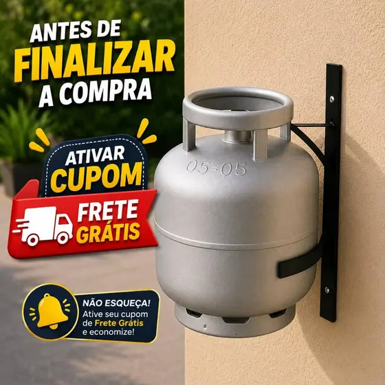 Suporte Para Botijão de Gás Suspenso Parede cozinha com Trava anti Roubo e Haste Reforçadas
