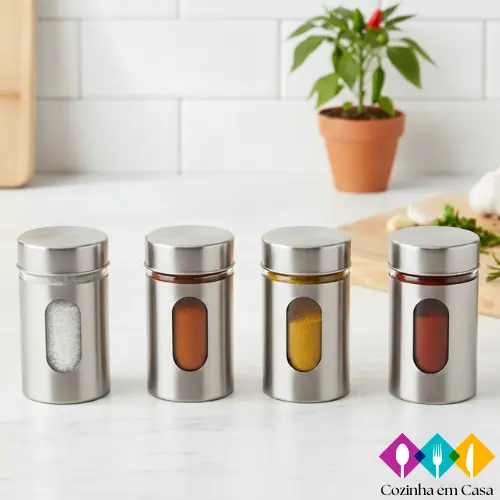 Porta Condimento Para Saleiro Pimenteiro Temperos Aço Inox (1un)