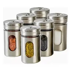 Kit 6 Porta Condimento Para Saleiro Pimenteiro Temperos Aço Inox Peso