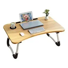 Mesa Portátil de Madeira Dobrável - Para Estudo e Lazer - Suporte de Notebook para Cama e Sofá