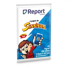 Papel Sulfite A4 Report Senninha 75g 100 Folhas Branco Impressora Escola Escritório