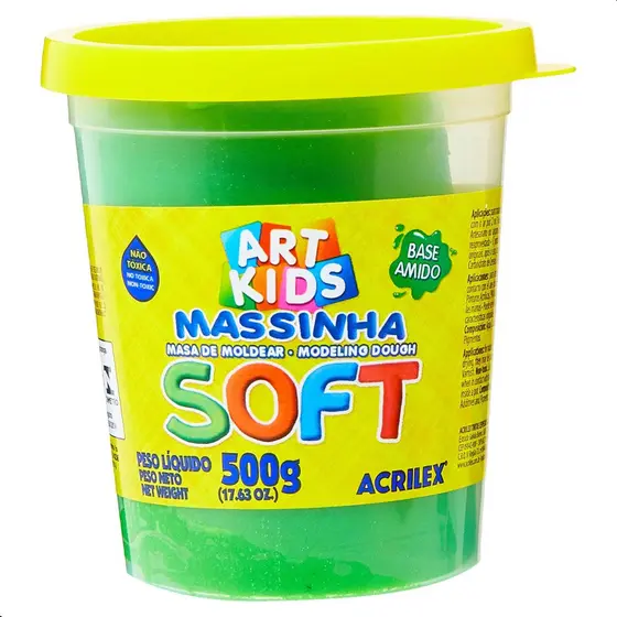 Acrilex Massinha De Modelar Verde 500g Acrilex Soft Infantil Macia Para Brincar Artesanato