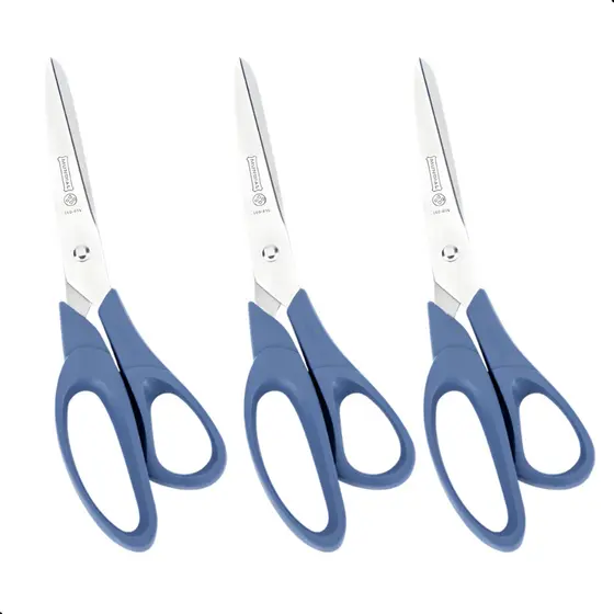 Kit 3 Tesoura Easy Cut Mundial 21cm Multiuso Reforçada Papelaria Costura Afiada