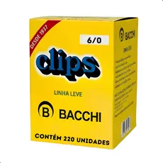 Clips Para Papel 6/0 Bacchi 220un Linha Leve | Clips Grandes para Papelaria Escritório Resistente