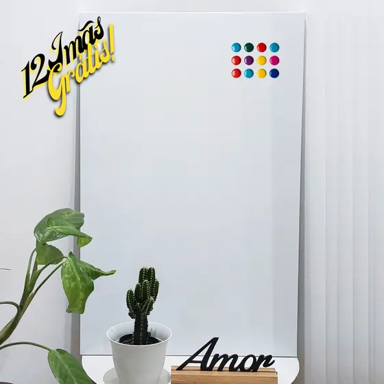 Painel Mural Metálico Porta Retrato BRANCO 70x45cm + 10 Imãs Grátis + Fotos Recados Lembretes Notas
