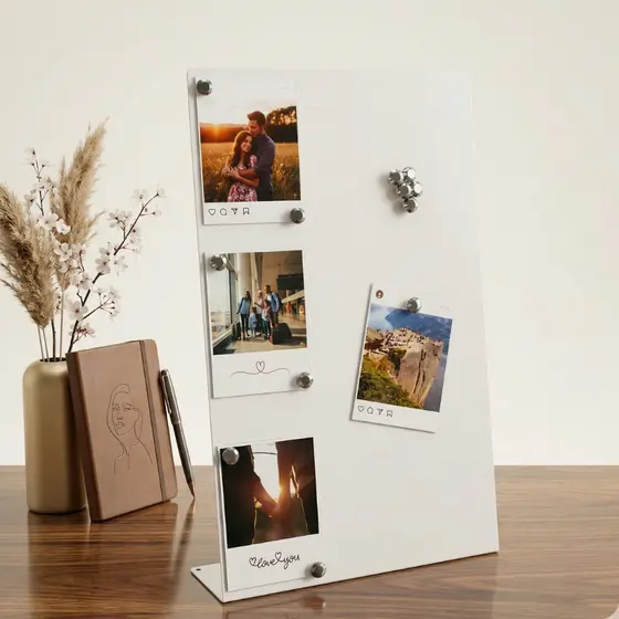 Porta Retrato Magnético de Mesa C/ Imãs de Neodímio P/ Fotos Recados Notas Lembretes e Decoração