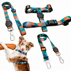 Peitoral Coleira H Com Guia Para Cachorro Com Cinto Segurança para Carros