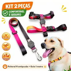 Coleira antipuxão e Guia de passeio para cachorro l Conjunto de Guia para Pet Pequeno e Médio