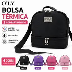 Bolsa Térmica 2 Compartimentos Impermeável Lancheira Térmica Alça Ajustável 24x15x22cm