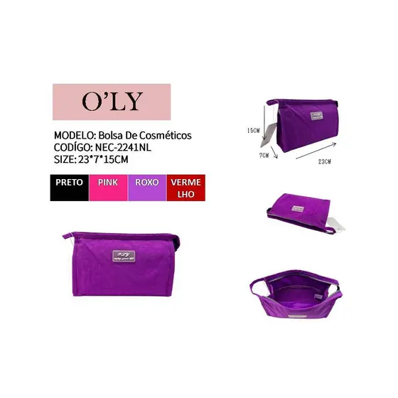 Necessaire Feminina Bolsa de Cosméticos Grande Organizador de Maquiagem Dobrável Impermeável 23x7x15cm