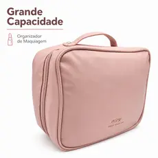 Necessaire de Maquiagem Feminina  Organizador Impermeável com Compartimentos Pretos e Bolsas Internas