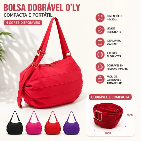 Bolsa de Ombro Dobrável Unissex | Compacta e Leve para Viagem, 4 Cores ,Ideal para Compras ou Ginástica