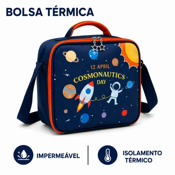 Bolsa Térmica Infantil Lancheira Escolar Impermeável com Alça Ajustável para Escola Passeios e Viagens