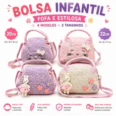 Bolsa Infantil Pelúcia Menina Bolsa Transversal de Ombro Bolsa de Mão Coelhinho Fofa Presente Infantil 20cm 22cm