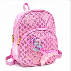 Mochila Infantil Feminina Sereia com Paetês Brilhantes Mochila Pequena Leve para Escola e Passeio