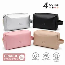 Necessaire Grande Feminina Bolsa de Maquiagem Viagem Organizador PU Impermeável com Compartimentos e Alça
