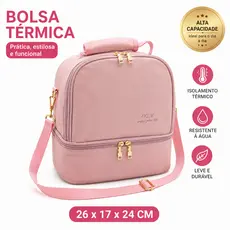 Bolsa Térmica Grande Impermeável Porta Marmita Dupla 25x17x24cm Conserva Quente e Frio